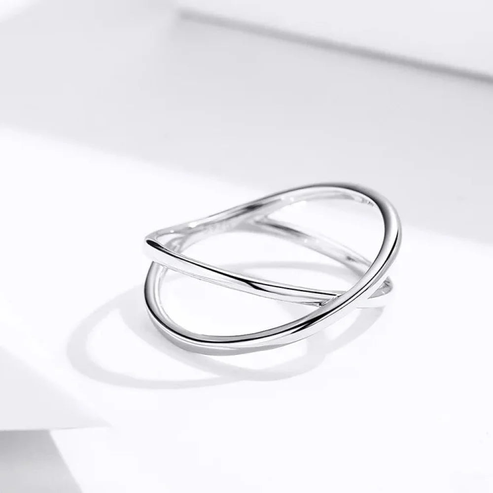 Breathtaking 14K Gold Plated X Ring - Elegant Minimalist 925 Sterling Silver Cross for Women - Promise jewellery SCR543
