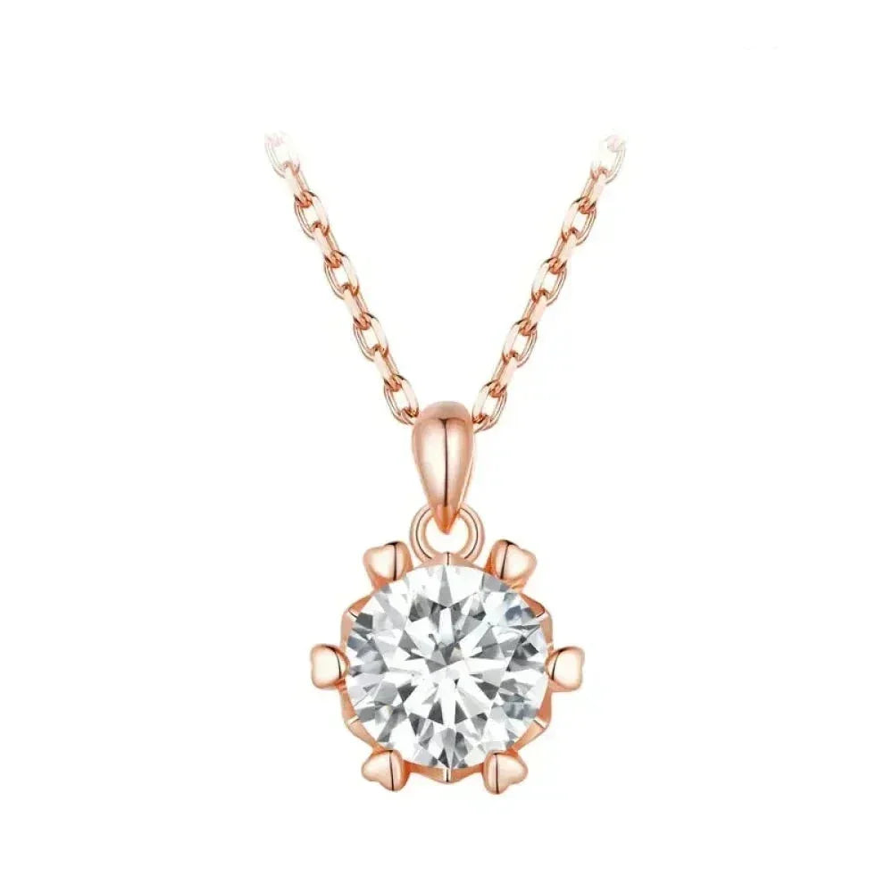 Stunning 1 Carat Moissanite Pendant Necklace | 925 Sterling Silver | Wedding & Bridal Fine Jewelry Rose Gold / Ct