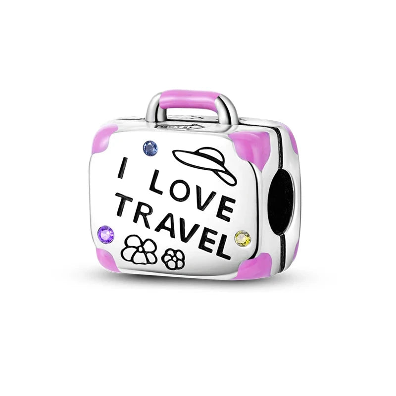 Wanderlust Vibes Sterling Silver Suitcase Charm - Charms