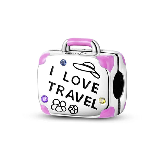 Wanderlust Vibes Sterling Silver Suitcase Charm - Charms