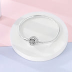 Elegant Sterling Silver Rose Clasp Snake Chain Bracelet Charm Bracelets