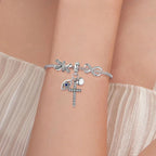 925 Sterling Silver Clear 5A Crystal Collection Family Heart Cross Charm Beads For Bracelet & Necklace Pendant Charms