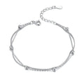 Double Layered Round Beads 925 Sterling Silver Chain Bracelet With 14K Gold Plating Bracelets