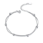 Double Layered Round Beads 925 Sterling Silver Chain Bracelet With 14K Gold Plating Bracelets