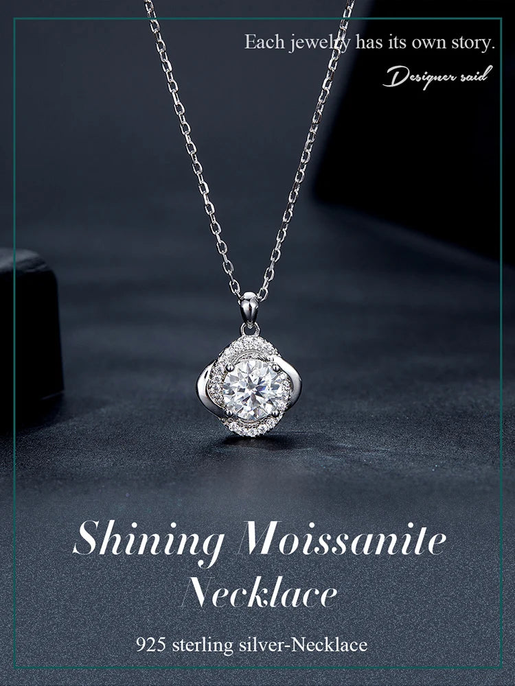 Lucky Clover 1ct Moissanite Sterling Silver Pendant Necklace - Necklaces