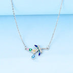 925 Sterling Silver Mystical Dragonfly Crystal Necklace Necklaces