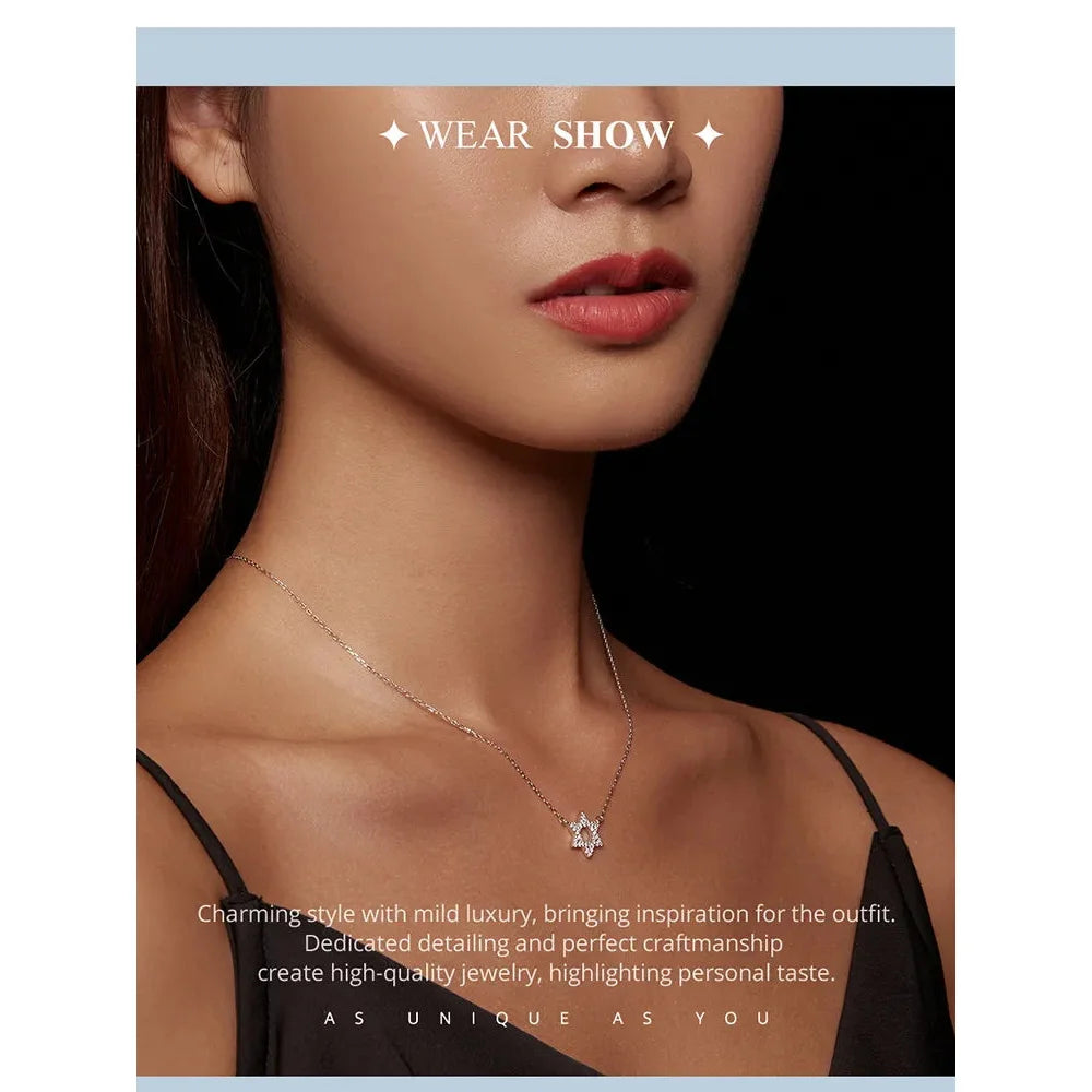 925 Sterling Silver Hexagonal Star Pendant Necklace - CZ Pave Setting - Fine jewellery BSN290 - Necklaces