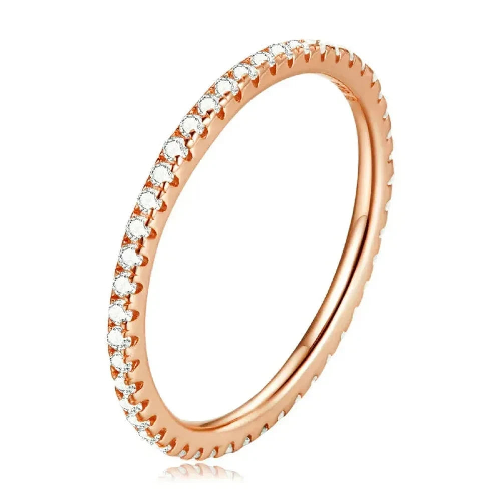 925 Sterling Silver CZ Simulated Diamond Stackable Ring Platinum Plated Eternity Bands for Women - Rose Gold / 5 - Rings