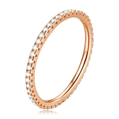 925 Sterling Silver CZ Simulated Diamond Stackable Ring Platinum Plated Eternity Bands for Women - Rose Gold / 5 - Rings