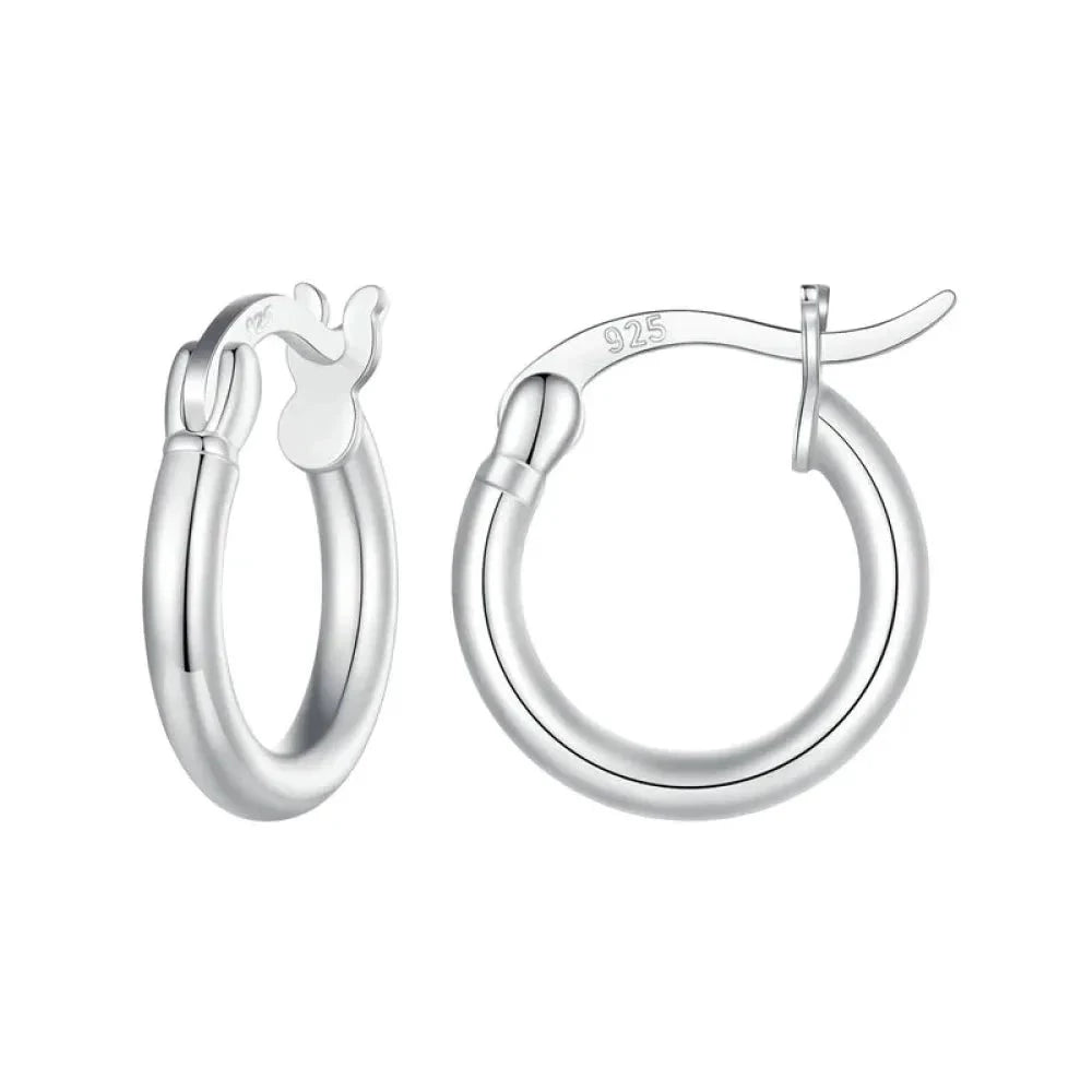 14K White Gold-Plated 925 Sterling Silver Hoop Earrings - Stylish and Hypoallergenic jewellery for Women