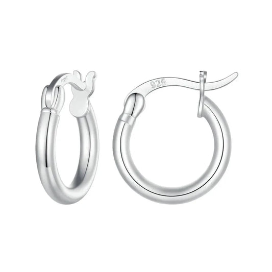 14K White Gold-Plated 925 Sterling Silver Hoop Earrings - Stylish and Hypoallergenic jewellery for Women