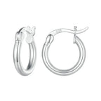 14K White Gold Plated 925 Sterling Silver Hoop Earrings Stylish And Hypoallergenic Jewelry For Women 14Mm
