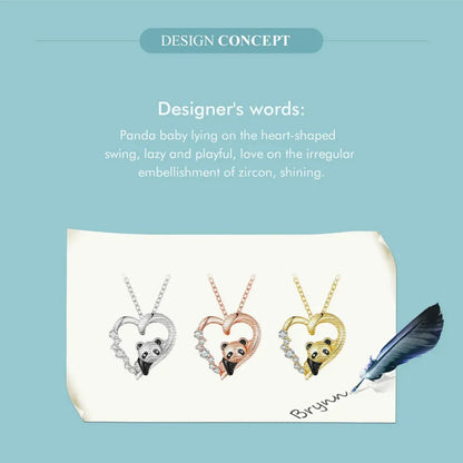 925 Sterling Silver Baby Panda Crystal Necklace | Enamel Cute Animal Charm Chain Link | Women’s Gift - 17.71’’ SCN453