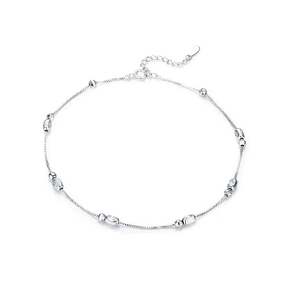 925 Sterling Silver Geometric Minimalist Anklets - Elevate Your Summer Style with SCT011 - Beads