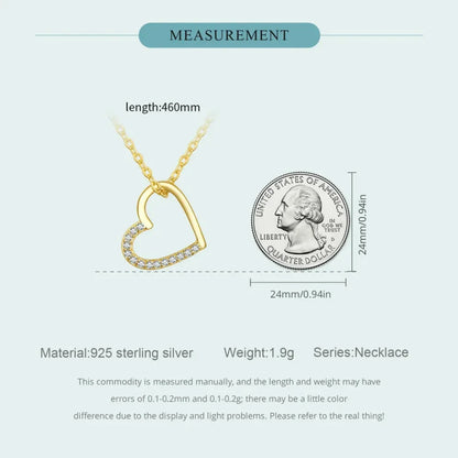 Genuine 925 Sterling Silver The Shape of Love Chain Necklace for Women - Fine jewellery 18.11’’ Collar - Necklaces