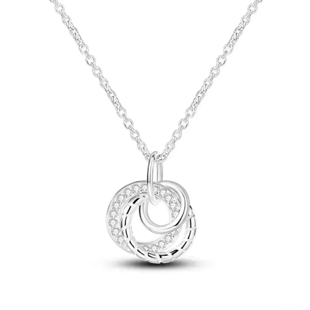 Radiate Timeless Elegance: Round CZ Pendant Necklace (925 Sterling Silver) - Kjn008 - Necklaces