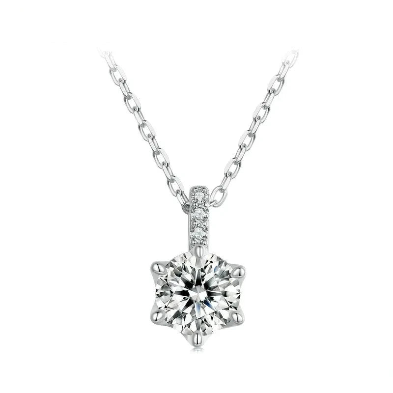 Glamorous Gem 1ct Moissanite Sterling Silver Pendant Necklace - 0.5Ct - Necklaces