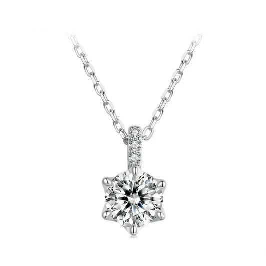 Glamorous Gem 1ct Moissanite Sterling Silver Pendant Necklace - 0.5Ct - Necklaces