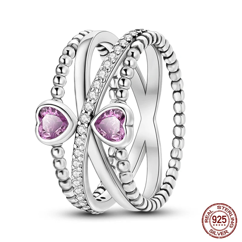 Double Heart Infinity Sterling Silver Ring - 8 - Rings