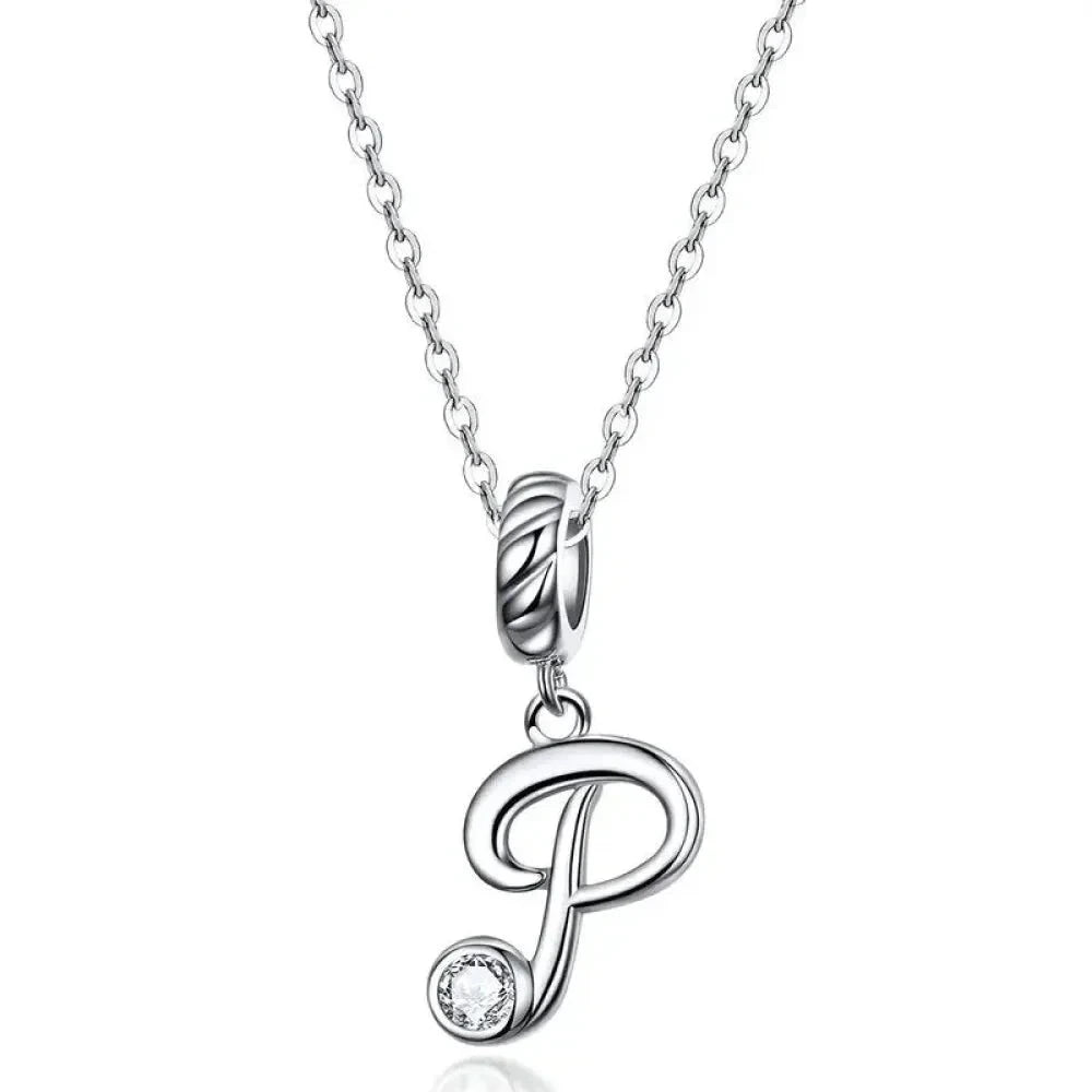 Chic and Timeless 925 Sterling Silver Initial Pendant Necklace | Platinum Plated Vintage Letter A to Z | Women’s Fine