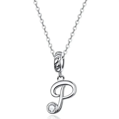 Chic and Timeless 925 Sterling Silver Initial Pendant Necklace | Platinum Plated Vintage Letter A to Z | Women’s Fine