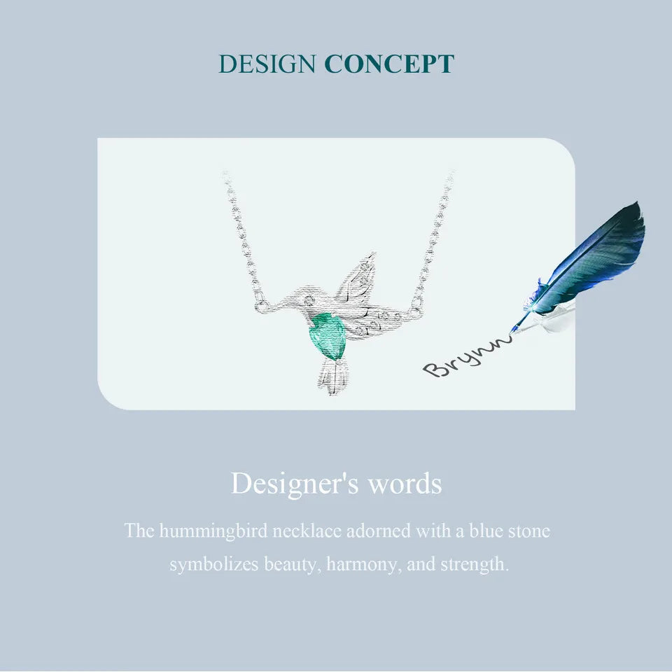 Elegant Sterling Silver Hummingbird Pendant Necklace - Necklaces