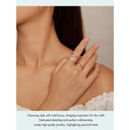 Genuine 925 Sterling Silver Flying Plane Open Adjustable Ring With Clear Cz Fine Jewelry Rings