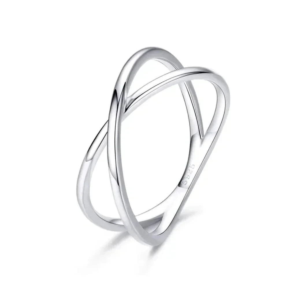 Breathtaking 14K Gold Plated X Ring - Elegant Minimalist 925 Sterling Silver Cross for Women - Promise jewellery SCR543