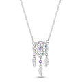 Dream Catcher Sterling Silver Pendant Necklace With Colorful Cubic Zirconia Necklaces