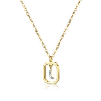 Personalized Initial Sterling Silver Pendant Necklace - Gold L - Necklaces