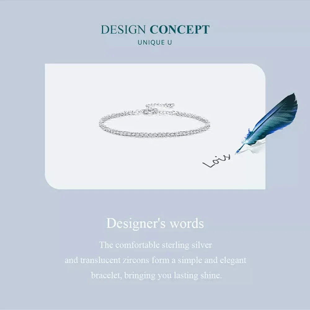 Exquisite 925 Sterling Silver Adjustable Tennis Bracelet - Platinum Plated with Clear 3mm Cubic Zirconia - Bracelets