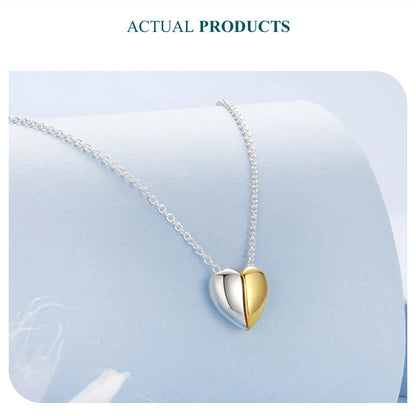 Gold Plated Heart Pendant Necklace for Women - 925 Sterling Silver Couple jewellery - Necklaces