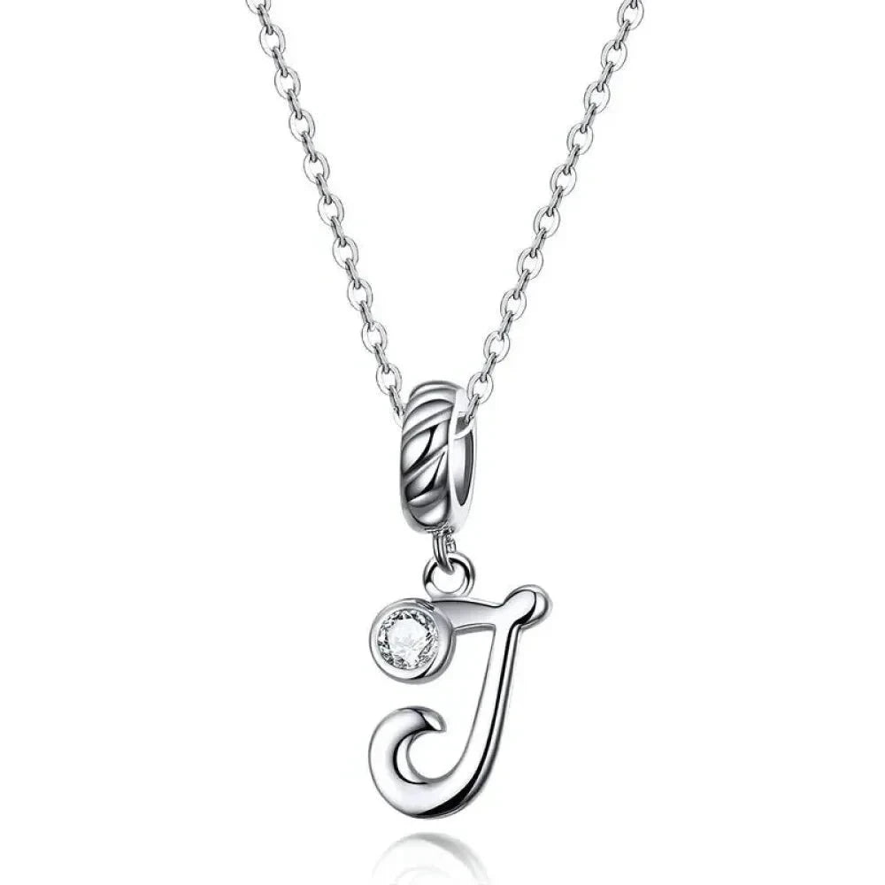 Chic and Timeless 925 Sterling Silver Initial Pendant Necklace | Platinum Plated Vintage Letter A to Z | Women’s Fine