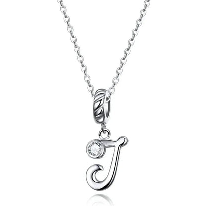Chic and Timeless 925 Sterling Silver Initial Pendant Necklace | Platinum Plated Vintage Letter A to Z | Women’s Fine