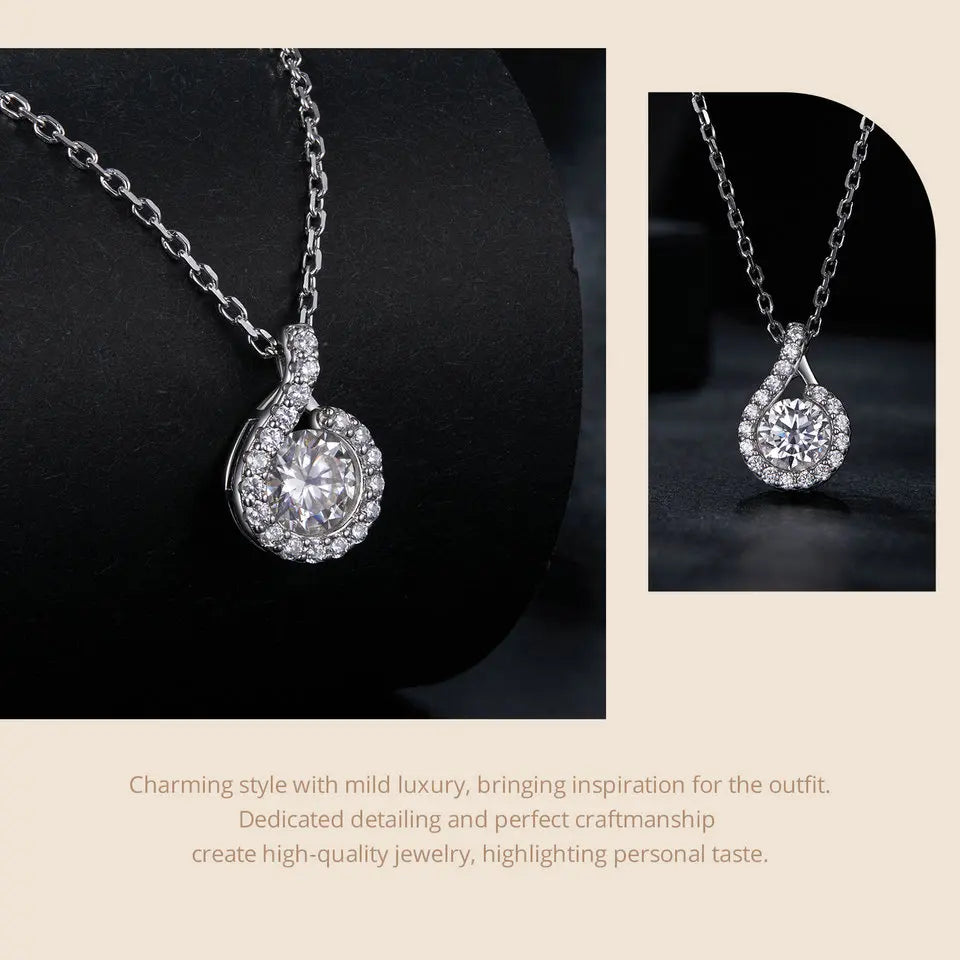 Dazzling 1ct Moissanite Sterling Silver Pendant Necklace - Necklaces