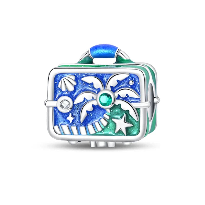 Beach Paradise Sterling Silver Suitcase Charm - Charms