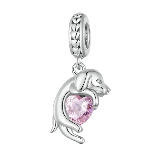 Genuine 925 Sterling Silver Pet Dog Charm for Bracelet - Poodle Dachshund Pendant - Charms