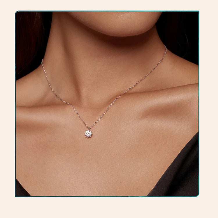 Dazzling 0.8ct Moissanite Sterling Silver Pendant Necklace - Necklaces