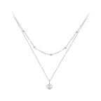 925 Sterling Silver Heart Pendant Necklace Elegant Double Layer Choker For Women Bsn168 Necklaces
