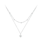 925 Sterling Silver Heart Pendant Necklace Elegant Double Layer Choker For Women Bsn168 Necklaces