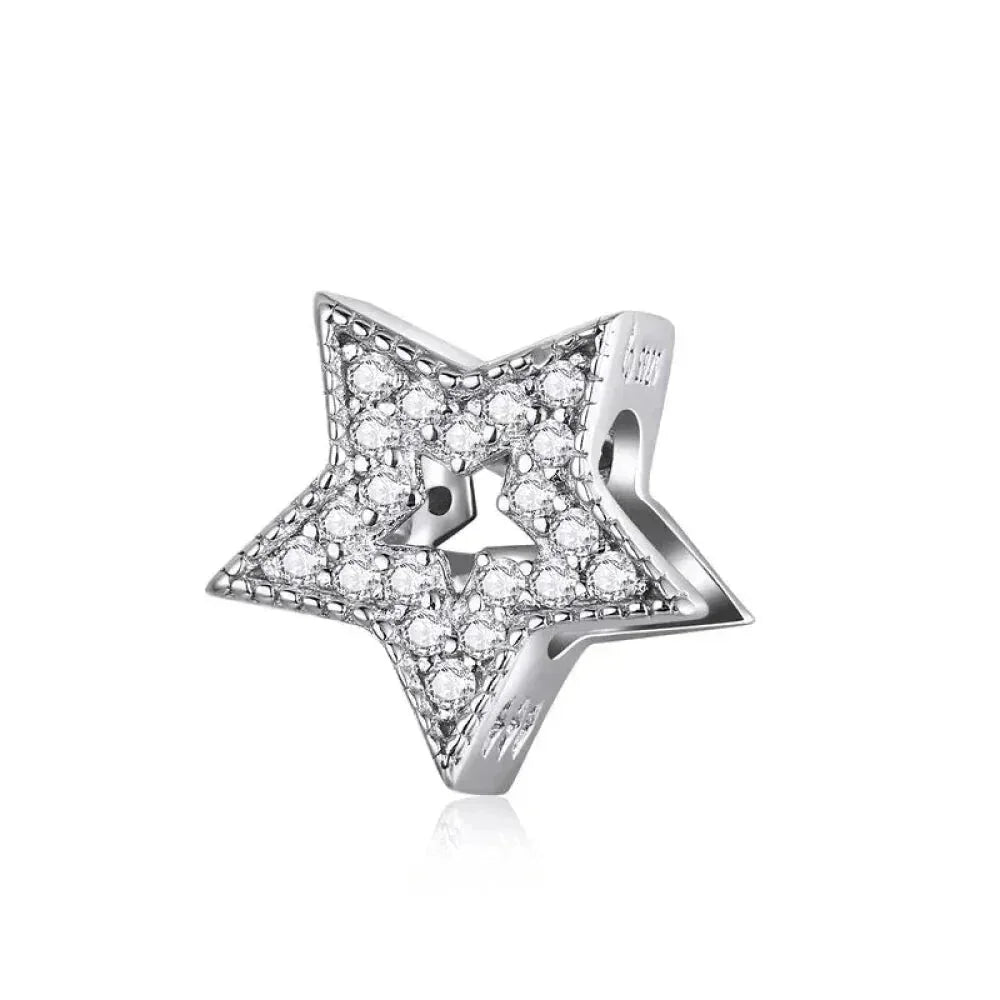 925 Sterling Silver Clear 5A Crystal Collection Family Heart Cross Charm Beads For Bracelet & Necklace Pendant Bsc210