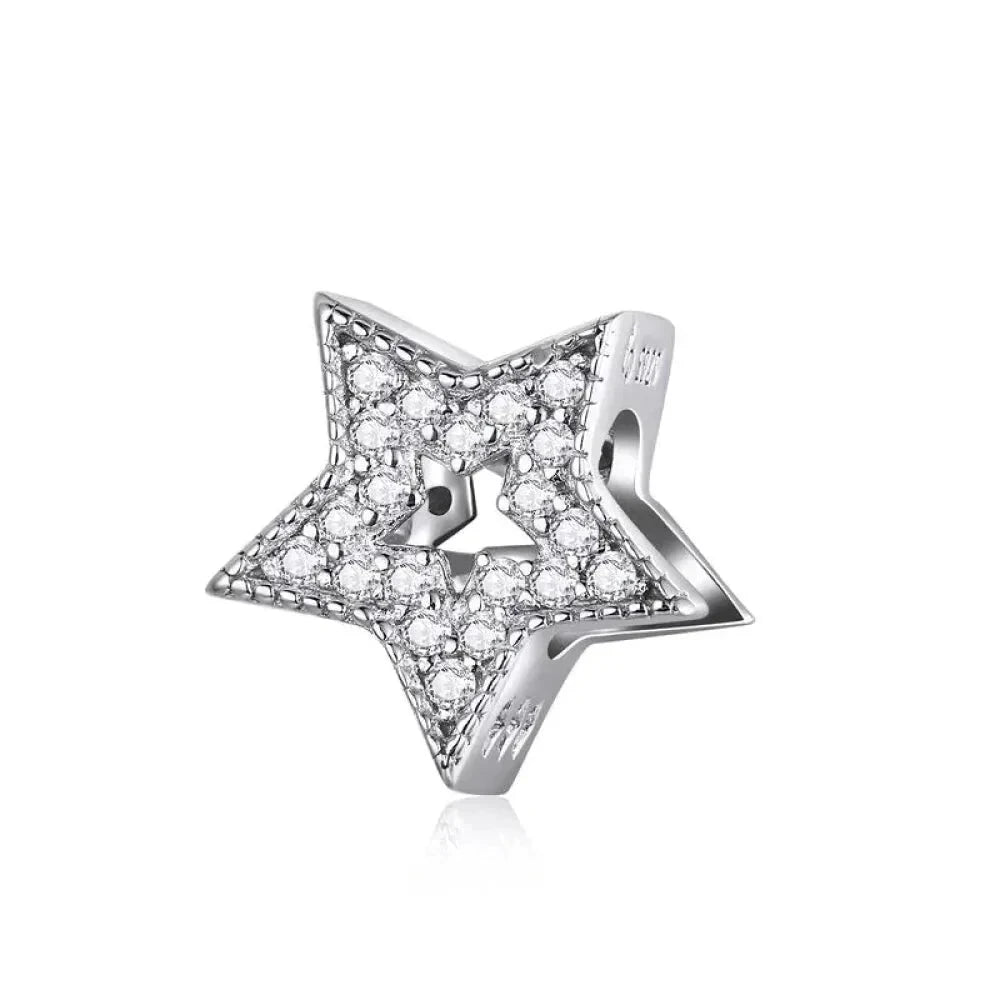 925 Sterling Silver Clear 5A Crystal Collection Family Heart Cross Charm Beads for Bracelet & Necklace Pendant - Bsc210