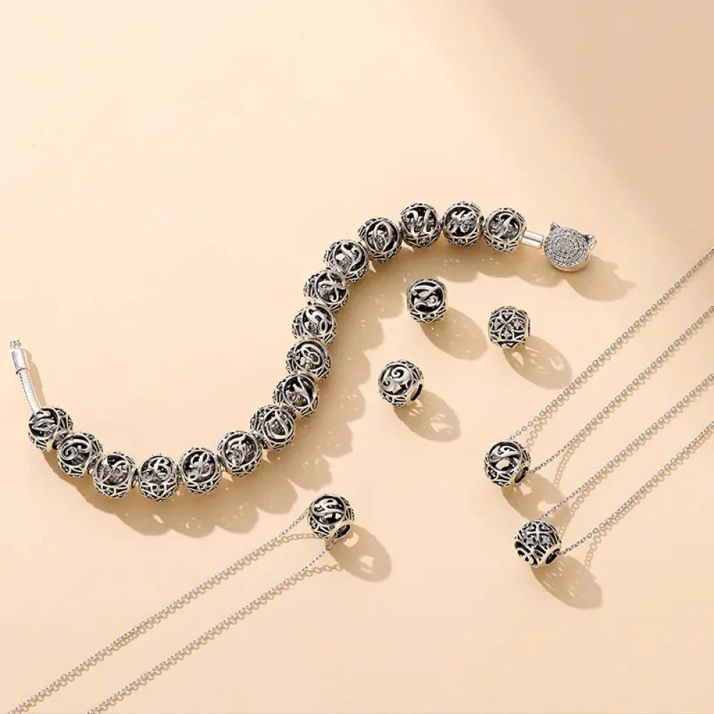 925 Sterling Silver Alphabet Charms - A to Z Letter Collection for DIY jewellery Making