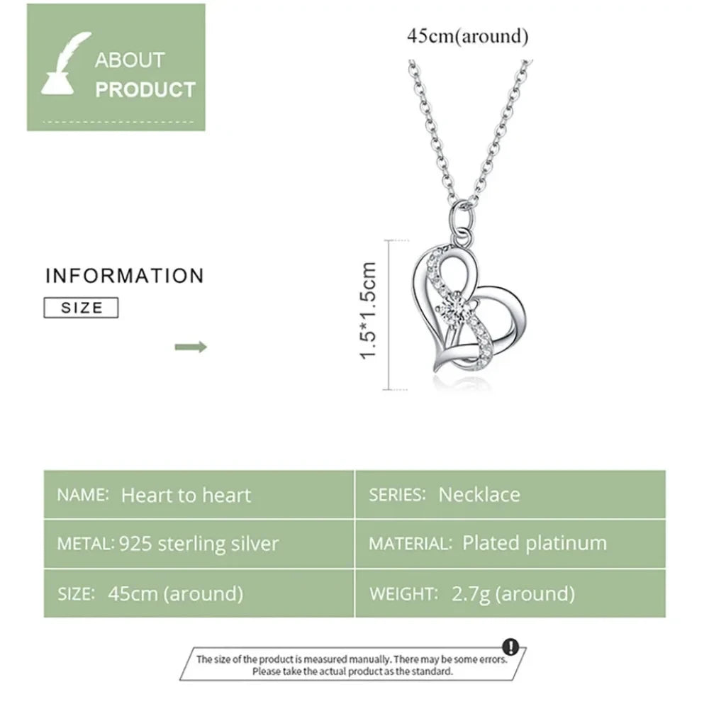 Sterling Silver Forever Love Heart Pendant Necklace With Cubic Zirconia Women’S Necklaces