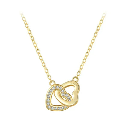 925 Sterling Silver Heart Pendant Necklace - Perfect Valentine’s Day Gift - Gold - Necklaces