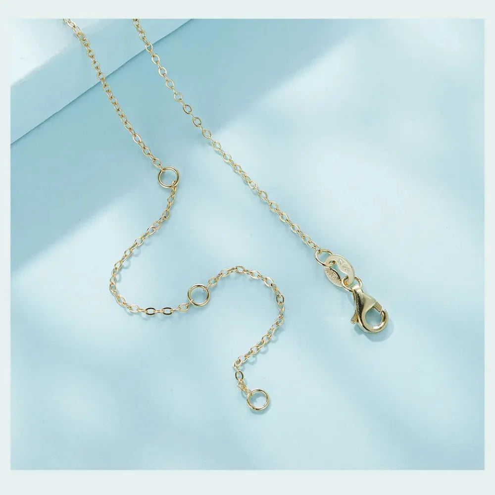 Genuine 925 Sterling Silver The Shape of Love Chain Necklace for Women - Fine jewellery 18.11’’ Collar - Necklaces