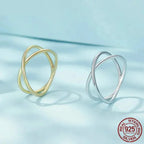 Breathtaking 14K Gold Plated X Ring Elegant Minimalist 925 Sterling Silver Cross For Women Promise Jewelry Scr543 Rings