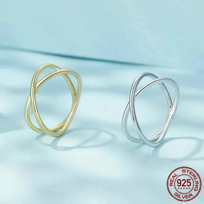 Breathtaking 14K Gold Plated X Ring - Elegant Minimalist 925 Sterling Silver Cross for Women - Promise jewellery SCR543