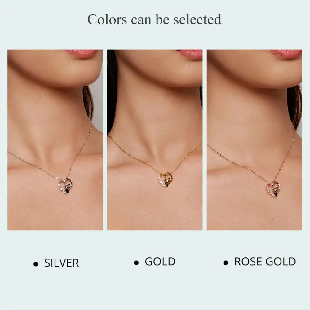 925 Sterling Silver Baby Panda Crystal Necklace | Enamel Cute Animal Charm Chain Link | Women’s Gift - 17.71’’ SCN453