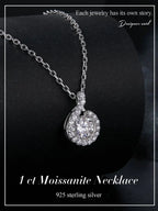 Dazzling 1ct Moissanite Sterling Silver Pendant Necklace Necklaces